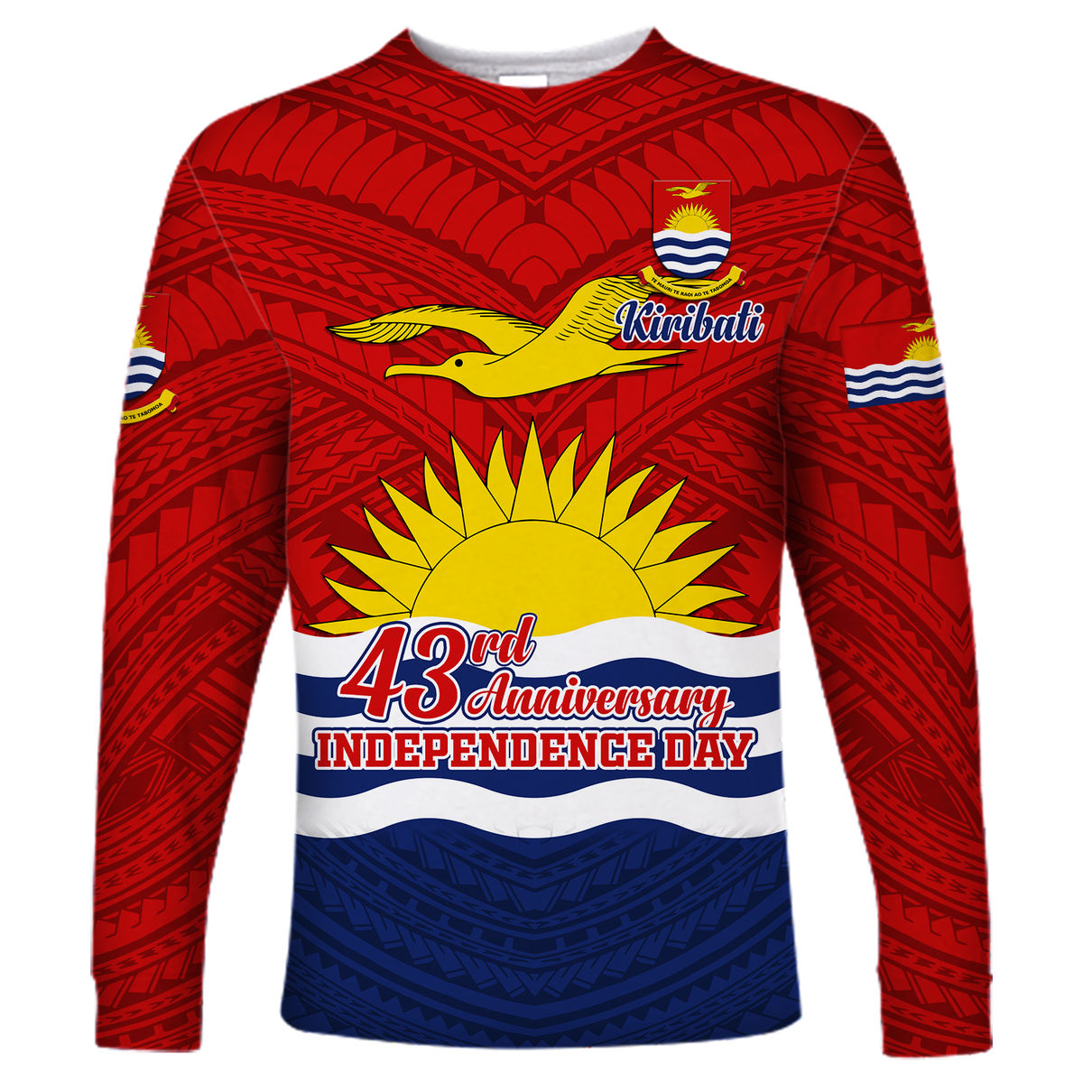 Kiribati 43rd Independence Celebrations Long Sleeve Shirt - LT12 Unisex Blue - Polynesian Pride