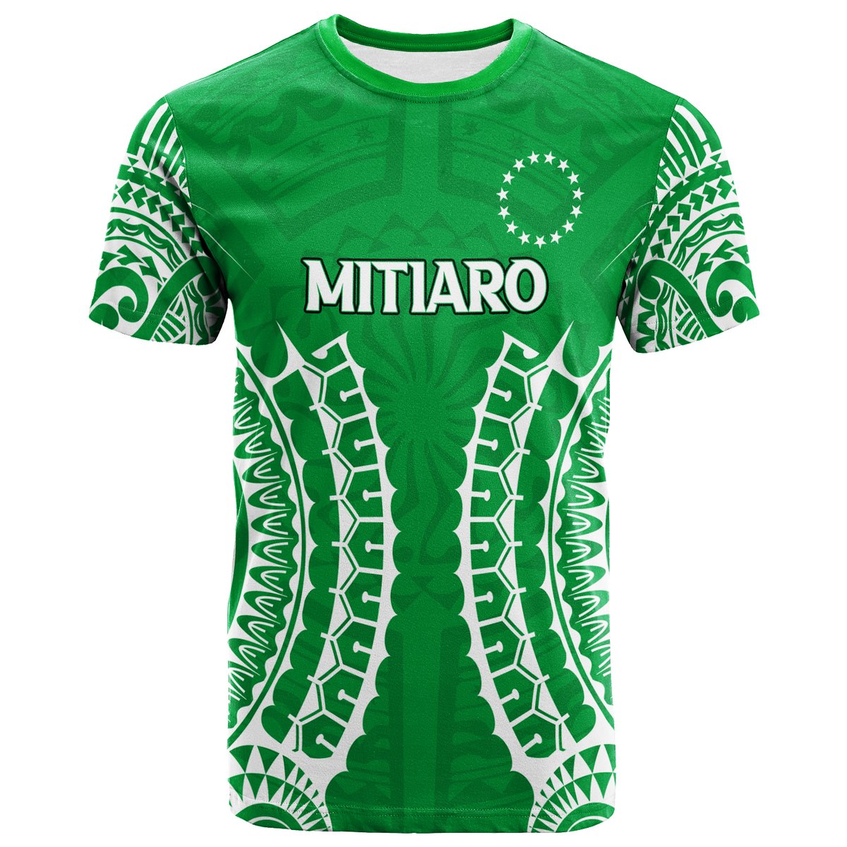 Cook Islands Mitiaro T Shirt Tribal Pattern LT12 Green - Polynesian Pride