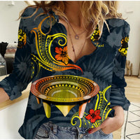 (Custom Personalised) Tonga Kumete Kava Bowl Sila Vibes - Gradient Women Casual Shirt LT8 Female Navy - Polynesian Pride