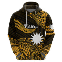 Custom Nauru Polynesian Hoodie Hibiscus Naoero Glod LT14 Zip Hoodie Gold - Polynesian Pride