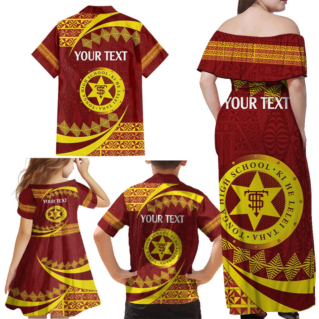 Personalised Tonga High School Family Matching Off Shoulder Maxi Dress and Hawaiian Shirt Happy 77 Years Anniversary LT14 - Polynesian Pride