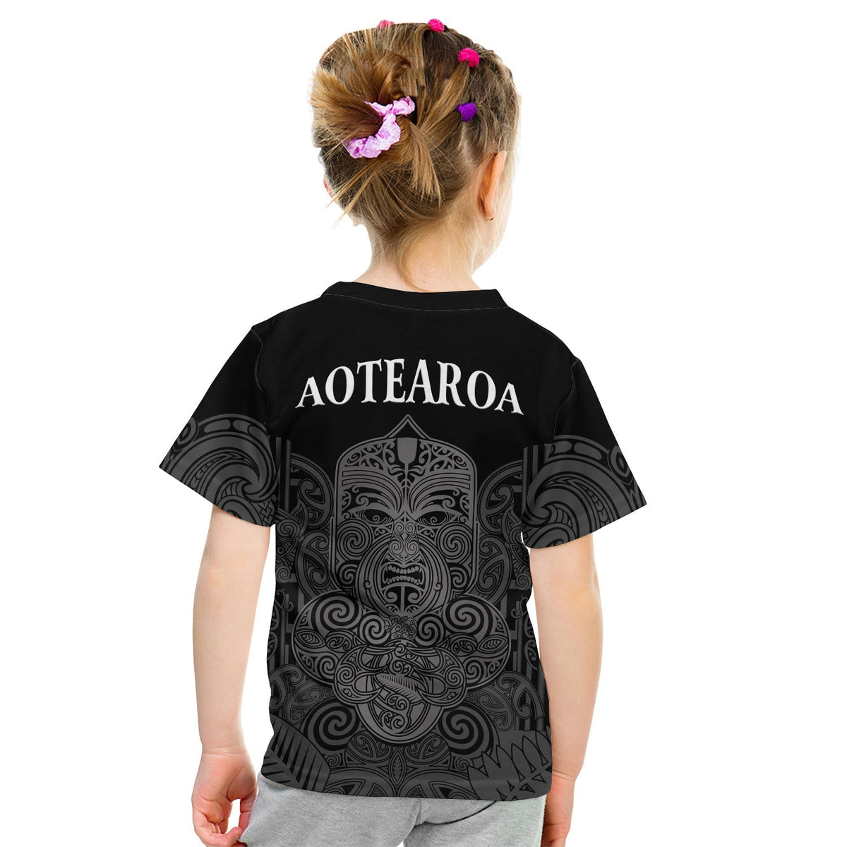 New Zealand Tiki Rugby T Shirt KID NZ Maori Koru Pattern Ver.01 LT14