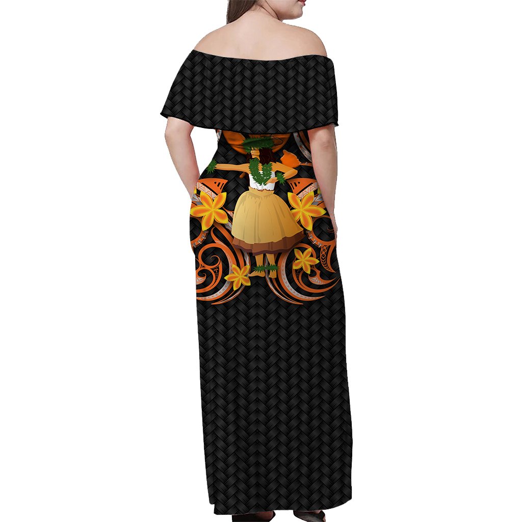 Hawaii Hula Girl Floral Off Shoulder Long Dress - LT12 - Polynesian Pride