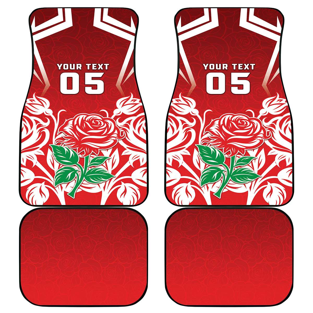 Custom England Rugby Car Mats Red Rose LT05