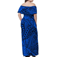 Matching Hawaiian Outfits For Couples Polynesian Tribal Art Blue LT14