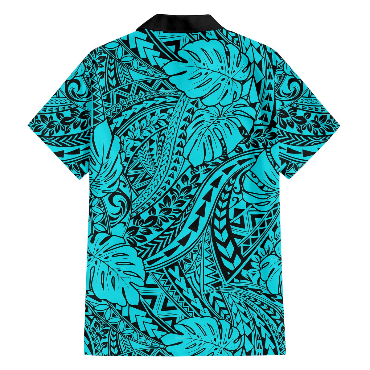 Hawaii Couples Matching Off Shoulder Long Sleeve Dress and Hawaiian Shirt Turquoise Polynesian Tribal Art LT14 - Polynesian Pride