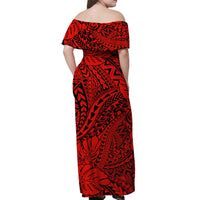 Hawaii Off Shoulder Long Dress Polynesian Tribal Art Ver.02 LT14