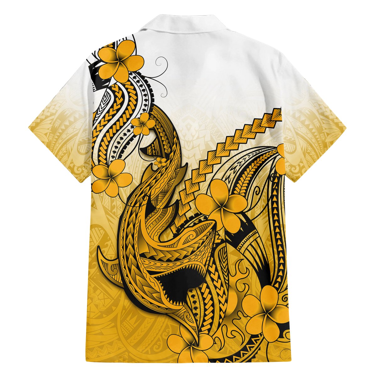 Gold Hawaii Family Matching Outfits Mermaid Dress And Hawaiian Shirt Polynesian Shark Tattoo LT14 - Polynesian Pride