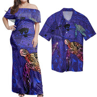 Hawaii Couple Outfits Matching Dress and Hawaiian Shirt Hawaii Map Kanaka Turtle Volcano Style Galaxy RLT14 No Dress - Polynesian Pride