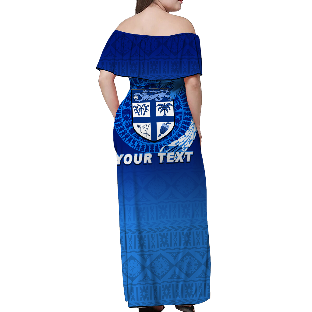 (Custom Personalised) Fiji Tapa Tribal Coconut Tree Off Shoulder Long Dress - LT12 - Polynesian Pride