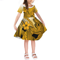 Gold Hawaii Family Matching Outfits Mermaid Dress And Hawaiian Shirt Polynesian Shark Tattoo LT14 - Polynesian Pride