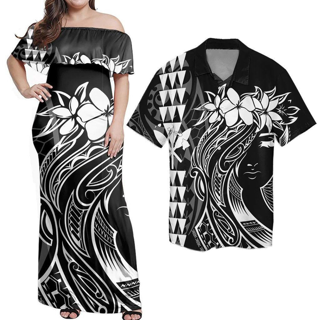 Polynesian Hula Girl Matching Dress and Hawaiian Shirt Kanaka Hawaii Map RLT14 No Dress - Polynesian Pride