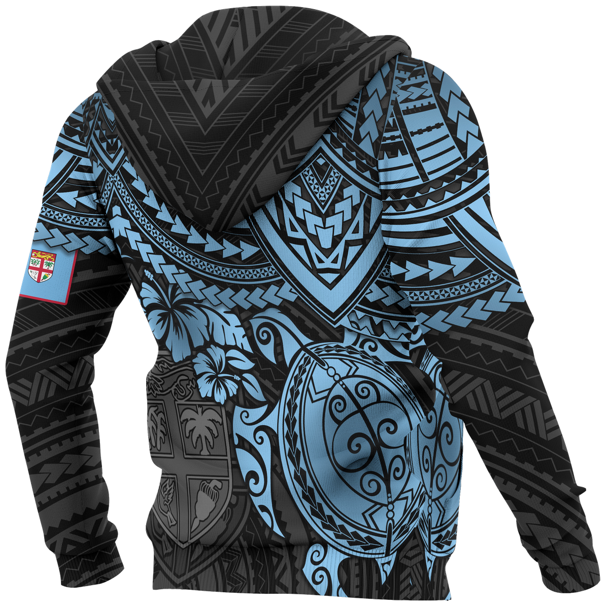Fiji Polynesian Hoodie Blue Turtle - Polynesian Pride