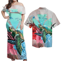 Matching Dress and Hawaiian Shirt Hawaii Map Kanaka Sea Turtle Hibiscus Blue Pink RLT14 No Dress - Polynesian Pride