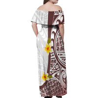Polynesian Matching Clothes For Family Polynesian Tribal Plumeria Flowers Off Shoulder Long Sleeve Dress And Shirt - Polynesian Pride