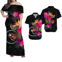 Chuuk Tribal Polynesian Hibiscus Matching Hawaiian Shirt and Dress LT12 Black - Polynesian Pride