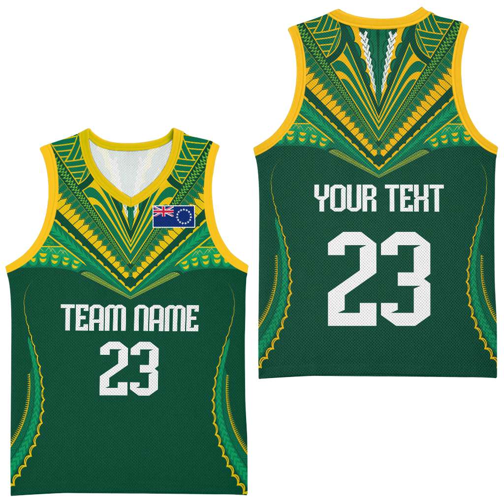 Custom Cook Islands Basketball Jersey Tatau Art Sport Style Green Color