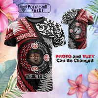 Custom Photo Tonga and New Zealand Together T Shirt Ngatu Art Tribal Maori Tattoo and Silver Fern CTM03 Multicolor - Polynesian Pride