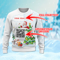 Custom QR Code Polynesian Christmas Knitted Sweatshirt Funny Santa Claus and Xmas Style CTM03 - Polynesian Pride