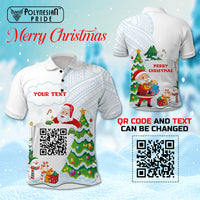 Custom QR Code Polynesian Christmas Polo Shirt Funny Santa Claus and Xmas Style CTM03 Multicolor - Polynesian Pride