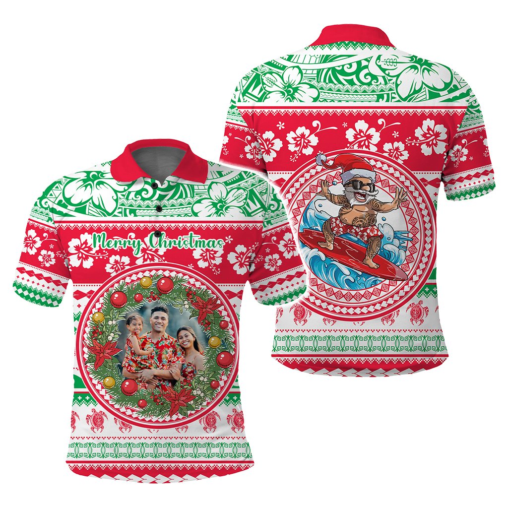 Custom Photo Polynesian Christmas Polo Shirt - Polynesian Pride