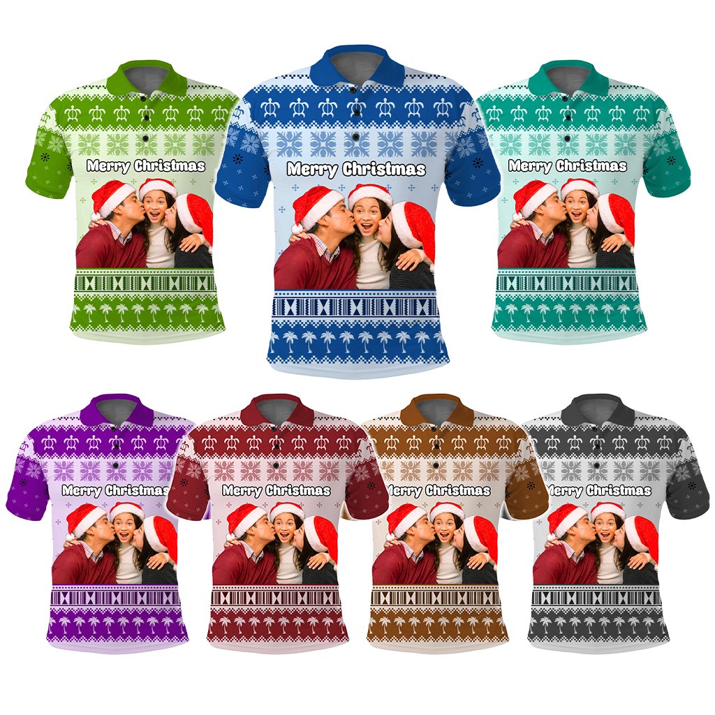 Custom Photo Hawaii Christmas Polo Shirt Mele Kalikimaka