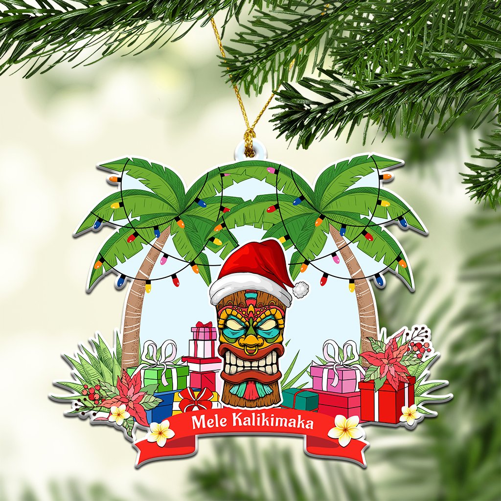 Custom Hawaii Symbols Christmas Ceramic Ornament Mele Kalikimaka