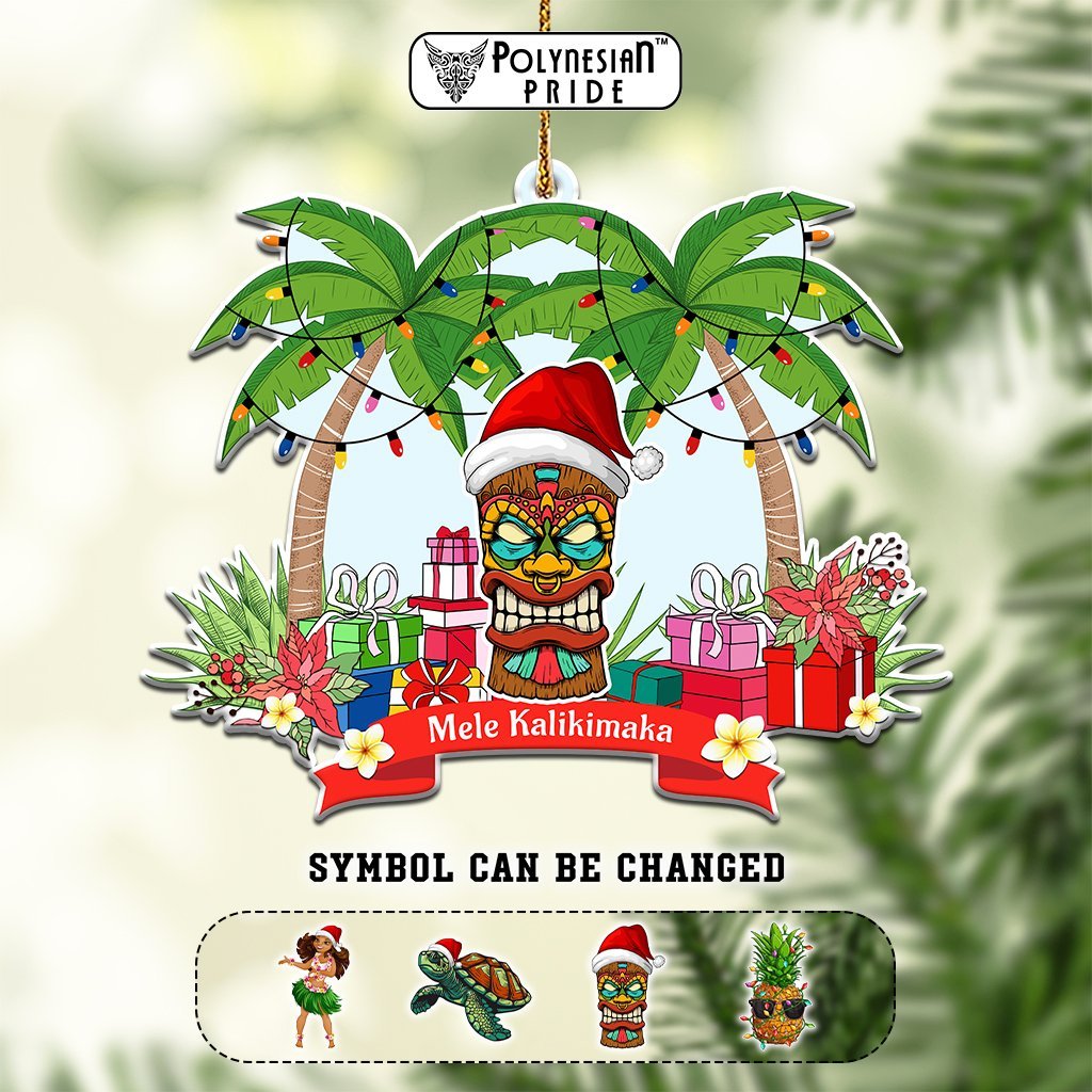 Custom Hawaii Symbols Christmas Ceramic Ornament Mele Kalikimaka CTM05 - Polynesian Pride