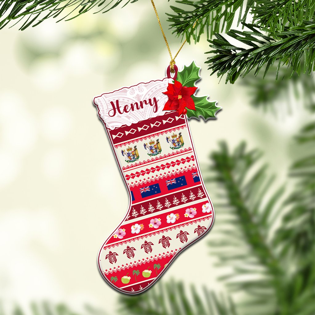 Custom Polynesian Countries Christmas Sock Ceramic Ornament