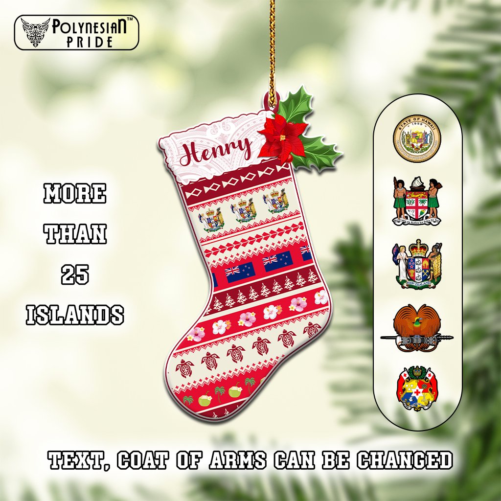 Custom Polynesian Countries Christmas Sock Ceramic Ornament