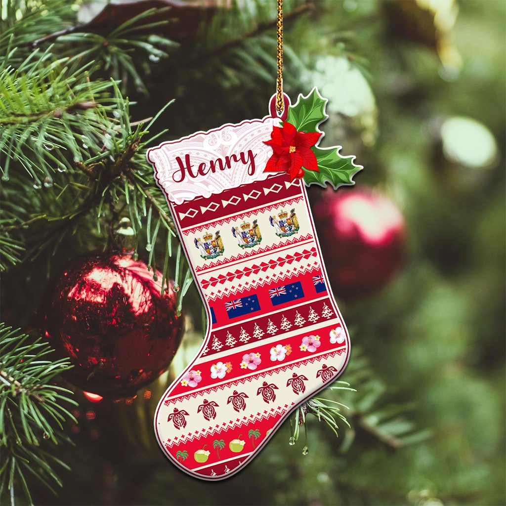 Custom Polynesian Countries Christmas Sock Ceramic Ornament
