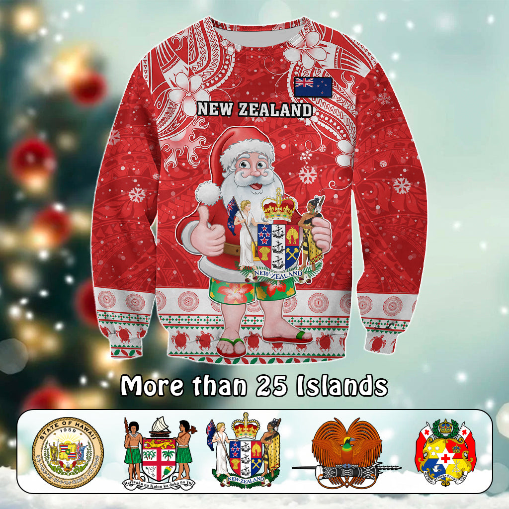 Custom Polynesian Countries Christmas Sweatshirt Santa Coat Of Arms - Polynesian Pride