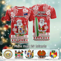 Custom Polynesian Countries Christmas T Shirt Santa Coat Of Arms - Polynesian Pride