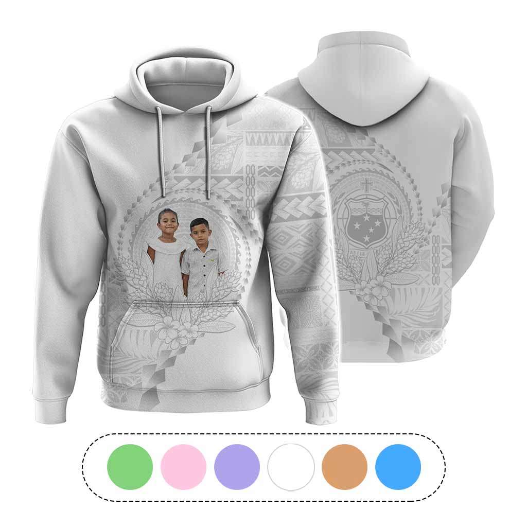 Custom Photo Samoa White Sunday Hoodie Lotu Tamaiti Teuila With Samoan Siapo CTM05
