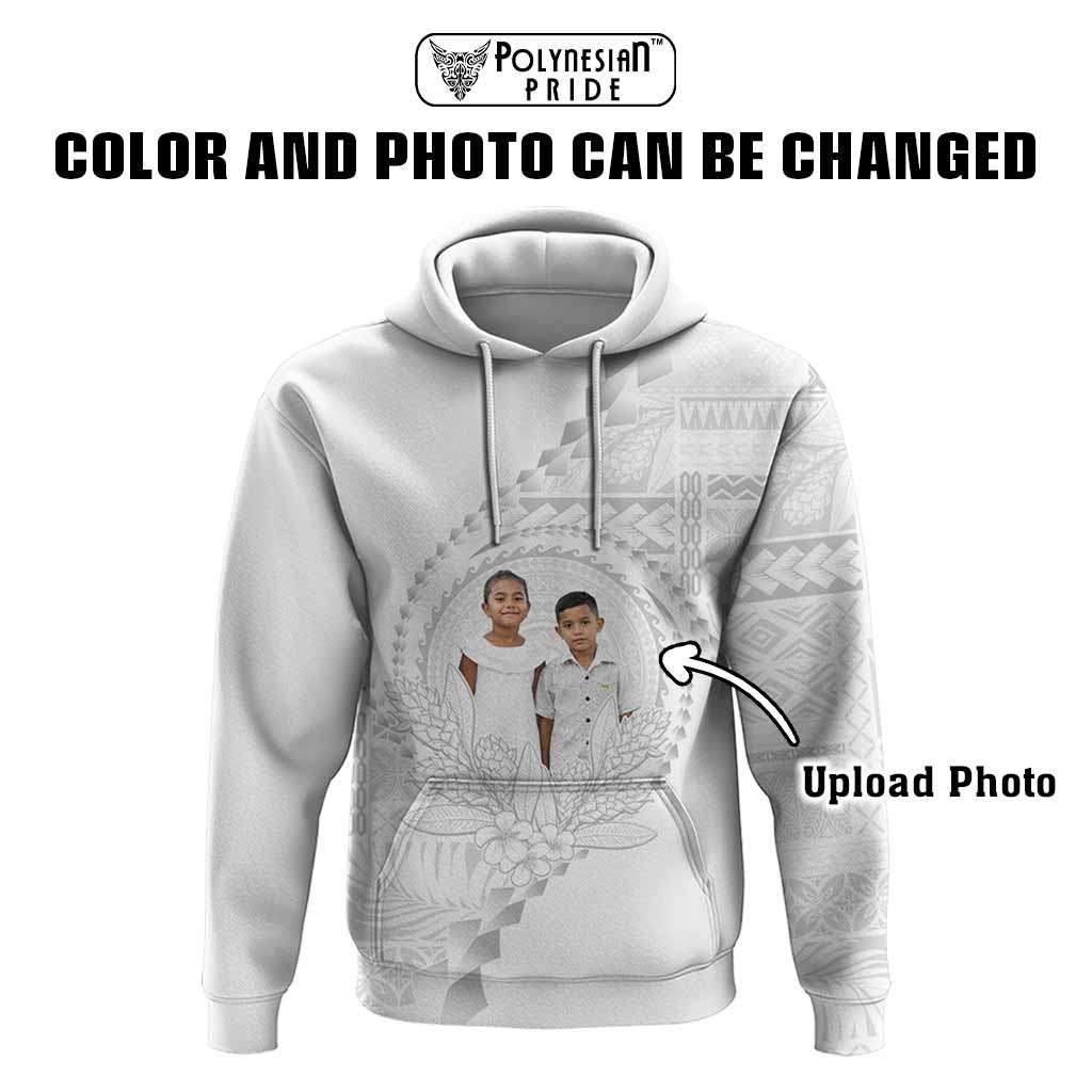Custom Photo Samoa White Sunday Hoodie Lotu Tamaiti Teuila With Samoan Siapo CTM05