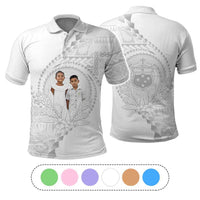 Custom Photo Samoa White Sunday Polo Shirt Lotu Tamaiti Teuila With Samoan Siapo CTM05 Multicolor - Polynesian Pride