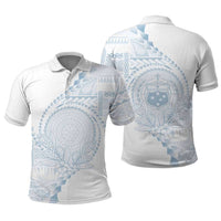 Custom Photo Samoa White Sunday Polo Shirt Lotu Tamaiti Teuila With Samoan Siapo CTM05 - Polynesian Pride