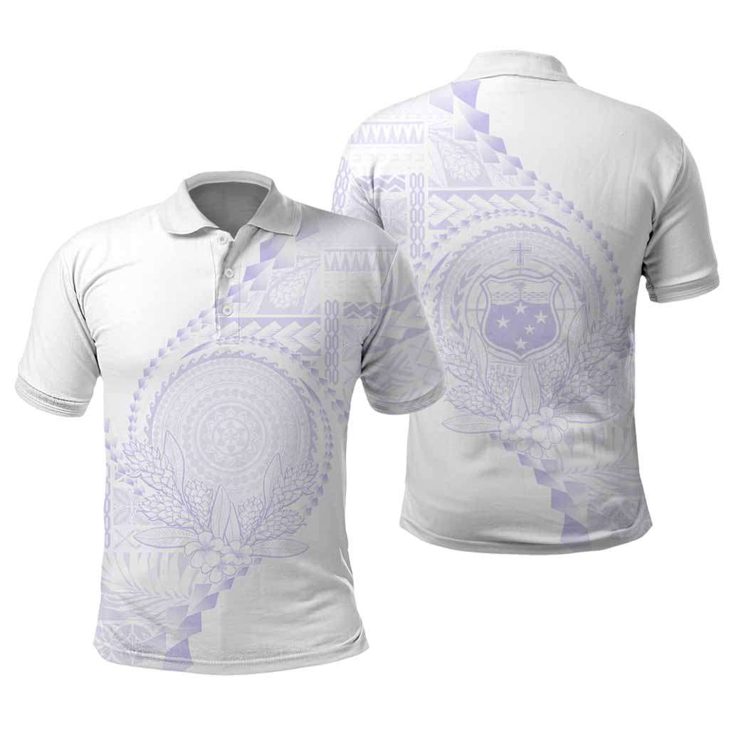 Custom Photo Samoa White Sunday Polo Shirt Lotu Tamaiti Teuila With Samoan Siapo CTM05 - Polynesian Pride