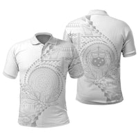 Custom Photo Samoa White Sunday Polo Shirt Lotu Tamaiti Teuila With Samoan Siapo CTM05 - Polynesian Pride