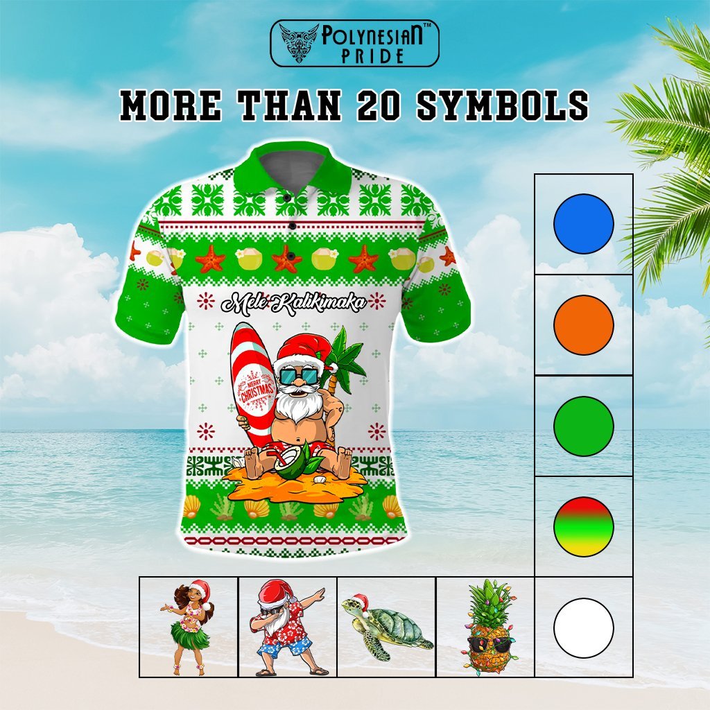 Custom Christmas Hawaii Symbols Polo Shirt Polynesian Tribal Pattern CTM05 - Polynesian Pride