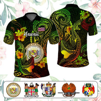 Custom Polynesian Countries Polo Shirt Coat Of Arms Polynesian Tribal Tattoo Shark