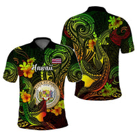 Custom Polynesian Countries Polo Shirt Coat Of Arms Polynesian Tribal Tattoo Shark