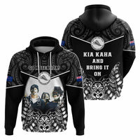 Custom Photo New Zealand Fern Rugby Hoodie Maori Pattern