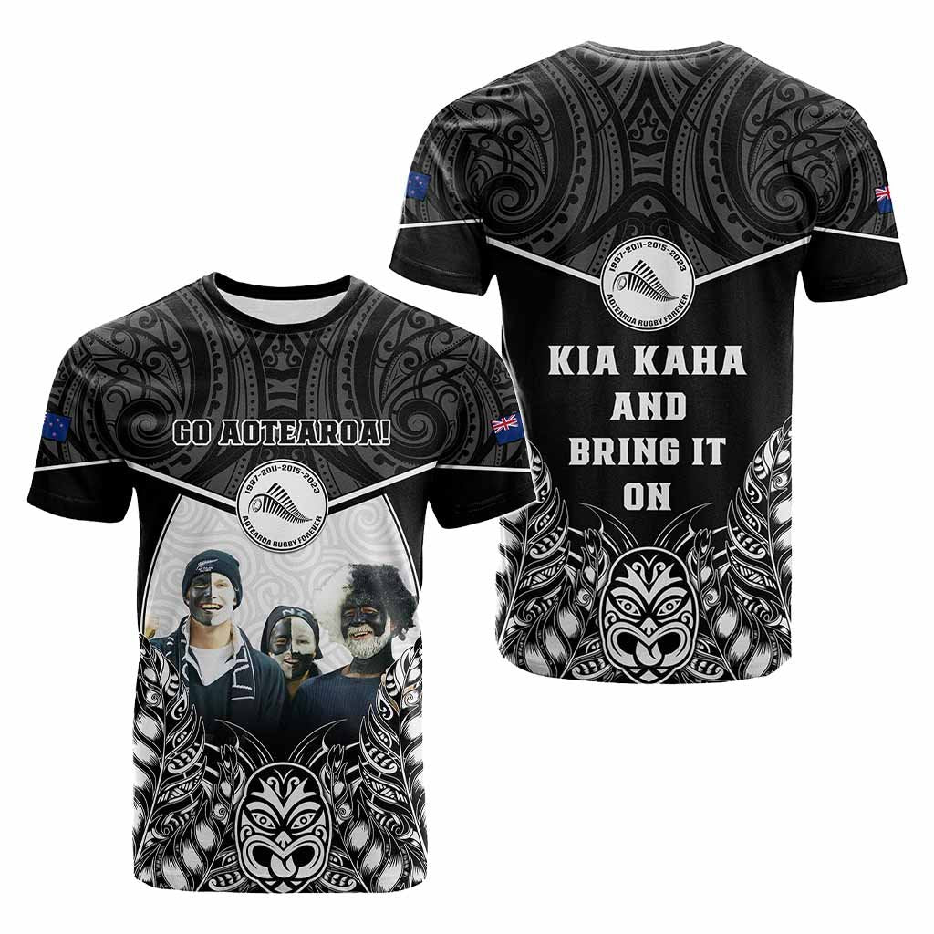 Custom Photo New Zealand Fern Rugby T Shirt Maori Pattern CTM05 - Polynesian Pride