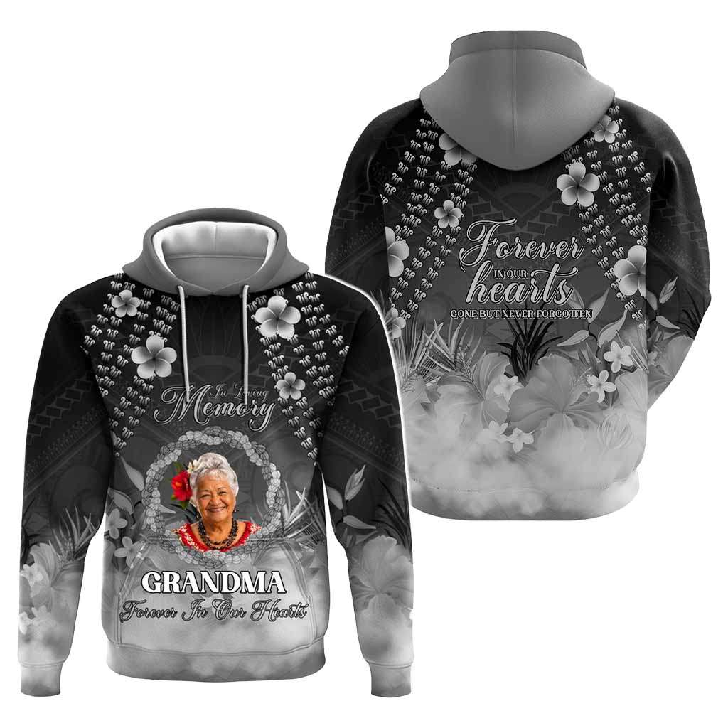 Custom Photo In Loving Memory Memorial Hoodie Hawaiian Lei With Plumeria CTM05 - Polynesian Pride