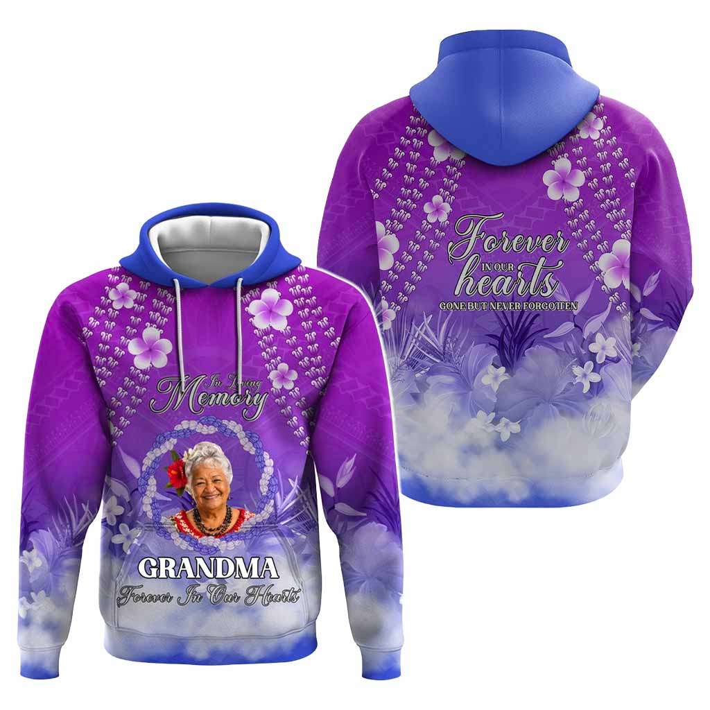 Custom Photo In Loving Memory Memorial Hoodie Hawaiian Lei With Plumeria CTM05 - Polynesian Pride