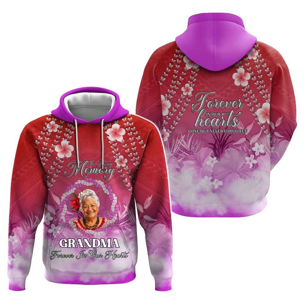Custom Photo In Loving Memory Memorial Hoodie Hawaiian Lei With Plumeria CTM05 - Polynesian Pride
