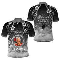 Custom Photo In Loving Memory Memorial Polo Shirt Hawaiian Lei With Plumeria CTM05 - Polynesian Pride