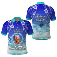 Custom Photo In Loving Memory Memorial Polo Shirt Hawaiian Lei With Plumeria CTM05 - Polynesian Pride