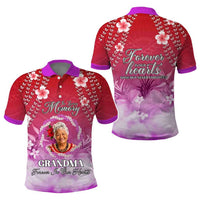Custom Photo In Loving Memory Memorial Polo Shirt Hawaiian Lei With Plumeria CTM05 - Polynesian Pride